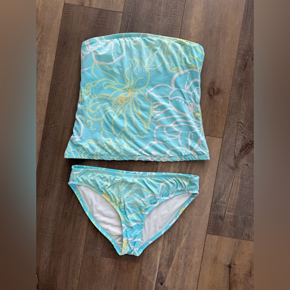 Lilly Pulitzer Aqua and Yellow Floral Bikini